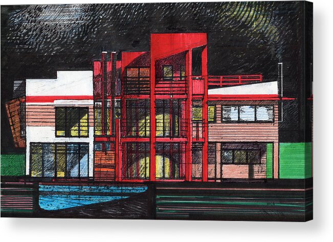 Architecture Drawing Acrylic Print featuring the drawing Northwest Elevation 1 by Serge Yudin