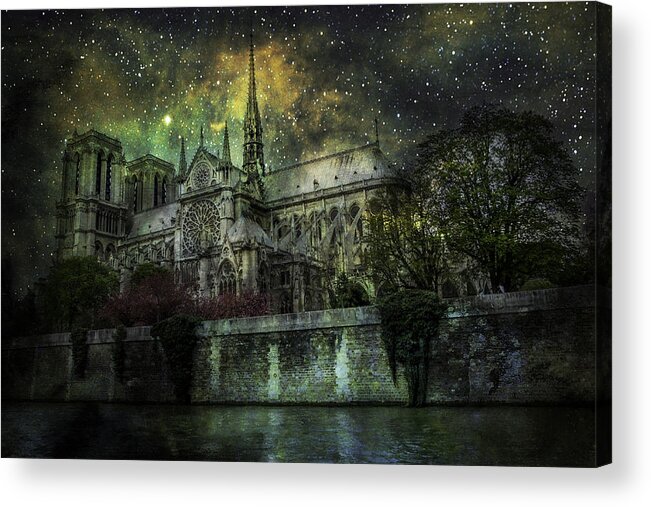 Notre Dame Acrylic Print featuring the photograph Notre Dame at night by James Bethanis