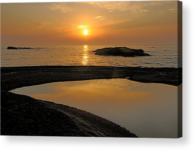 November Sunrise Acrylic Print featuring the photograph November sunrise II - Lake Superior by Sandra Updyke