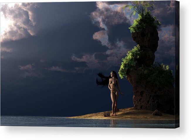 Nude Acrylic Print featuring the digital art Nude on a Beach by Kaylee Mason