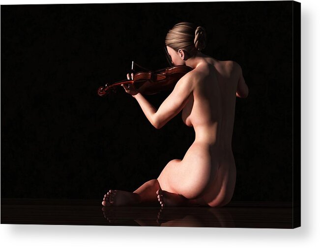 Violin Acrylic Print featuring the digital art Nude Violin Player by Kaylee Mason