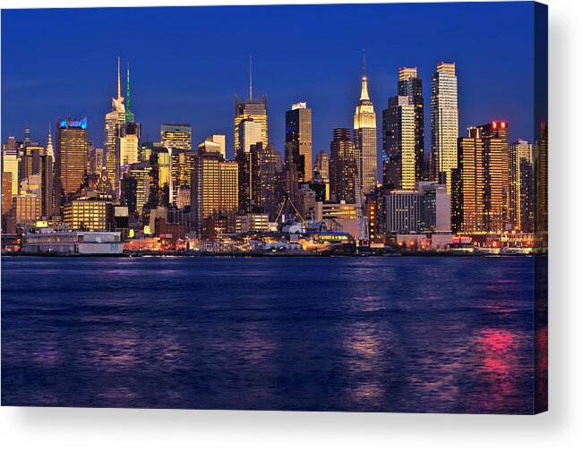 Best New York Skyline Photos Acrylic Print featuring the photograph NYC City Skyline Across the Hudson by Mitchell R Grosky
