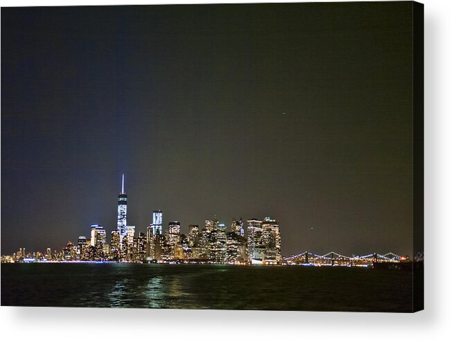 Lower Manhattan Skyline Acrylic Print featuring the photograph NYC Harbor Skyline by S Paul Sahm
