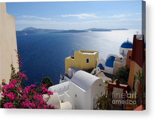  Acrylic Print featuring the photograph Oia Village in Santorini Island by Haleh Mahbod