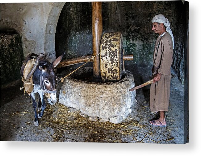 Ancient Acrylic Print featuring the photograph Oil press by Kobby Dagan