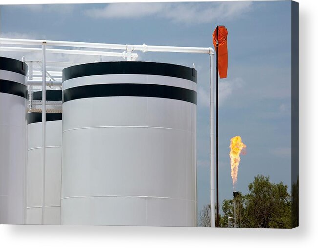 Flame Acrylic Print featuring the photograph Oil Production Facility by Jim West