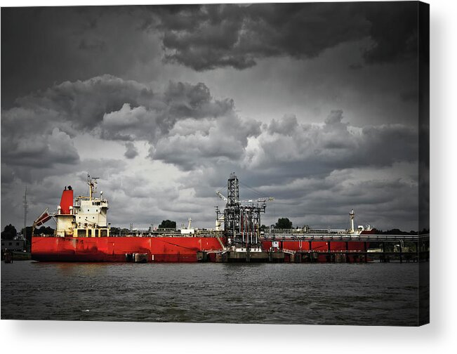 Trading Acrylic Print featuring the photograph Oil Tanker In A Port by Delectus