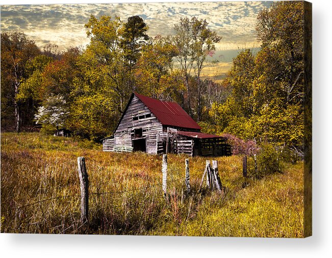 Appalachia Acrylic Print featuring the photograph Old Barn in Autumn by Debra and Dave Vanderlaan