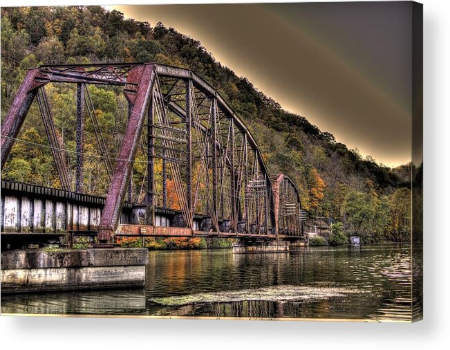 River Acrylic Print featuring the photograph Old Bridge over Lake by Jonny D