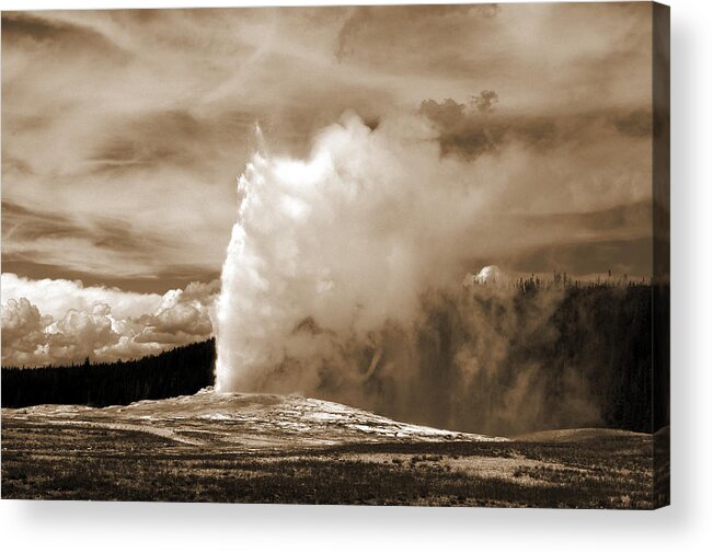 Old Faithful Acrylic Print featuring the photograph Old Faithful in Yellowstone by Yue Wang