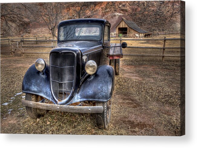 Hdr Acrylic Print featuring the photograph Old Ford Flatbed by Wendell Thompson