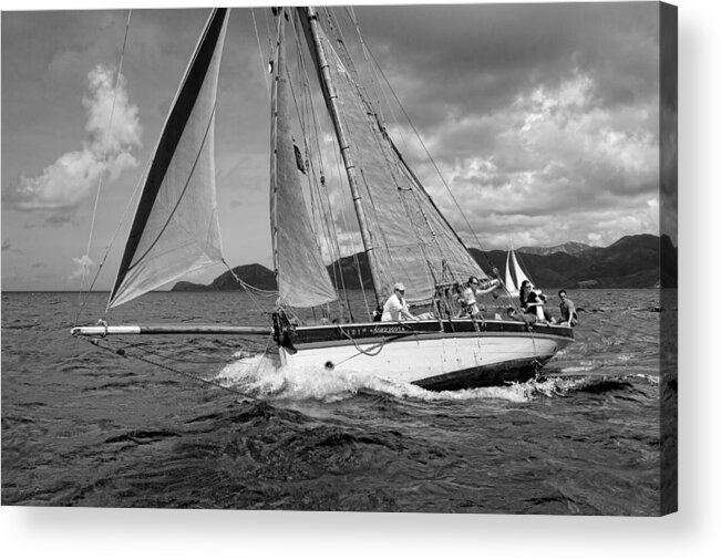 B&w Acrylic Print featuring the photograph Old gaffer by Gary Felton