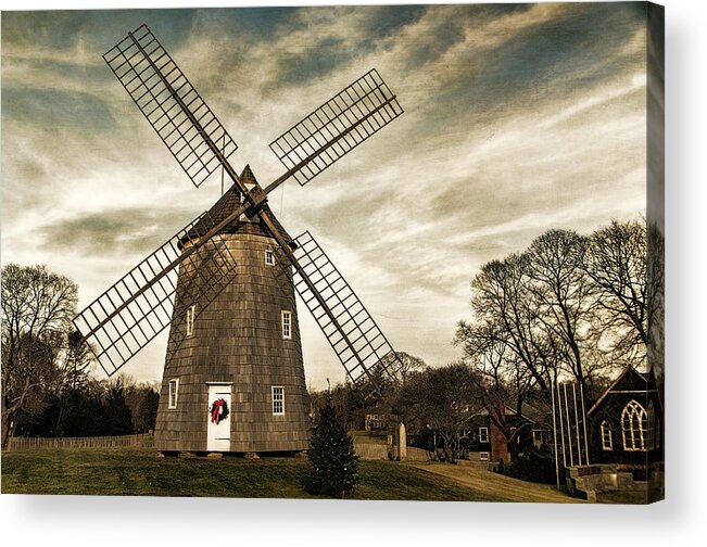 Windmill Acrylic Print featuring the photograph Old Hook Windmill by Cathy Kovarik