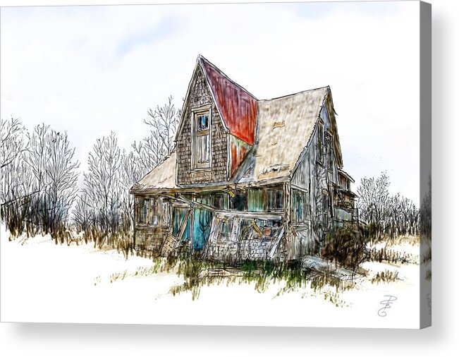 Abandoned Acrylic Print featuring the digital art Old house by Debra Baldwin