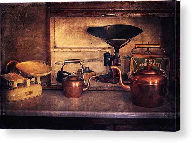 Old Balance Acrylic Print featuring the photograph Old Kitchen Utensils by Maria Angelica Maira