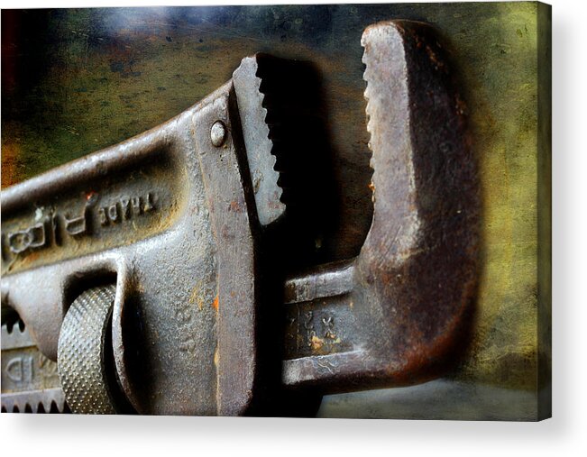 Pipe Wrench Acrylic Print featuring the photograph Old Pipe Wrench by Michael Eingle