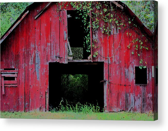 Old Acrylic Print featuring the photograph Old Red Barn III by Lanita Williams
