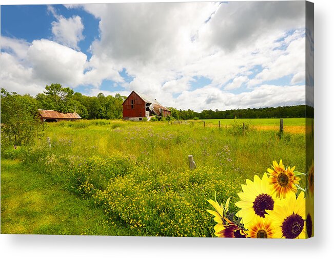 Red Acrylic Print featuring the photograph Old Red Barn. by Kelly Nelson