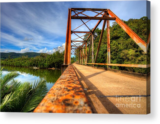 Bridge Acrylic Print featuring the photograph Old rusty bridge in countryside by Fototrav Print