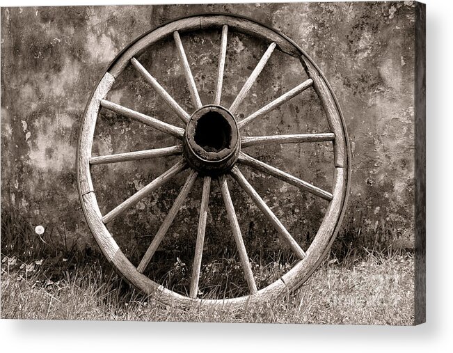 Wagon Acrylic Print featuring the photograph Old Wagon Wheel by Olivier Le Queinec