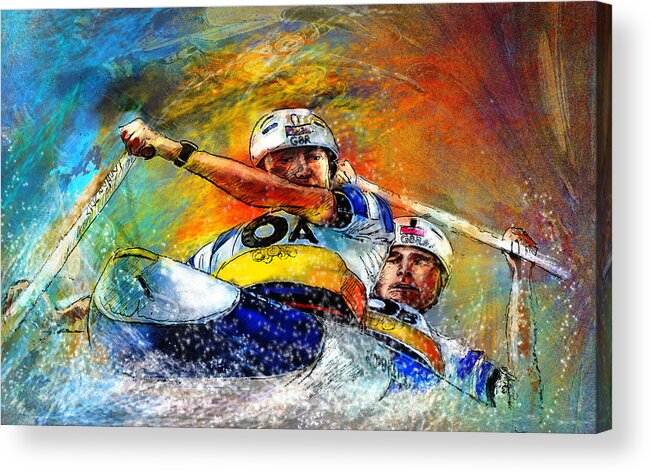 Sports Acrylic Print featuring the painting Olympics Canoe Slalom 04 by Miki De Goodaboom