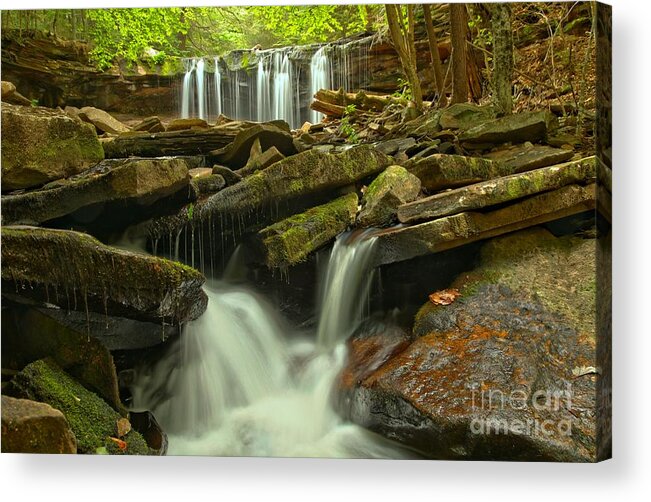 Oneida Falls Acrylic Print featuring the photograph Oneida Falls Multiple Cascades by Adam Jewell