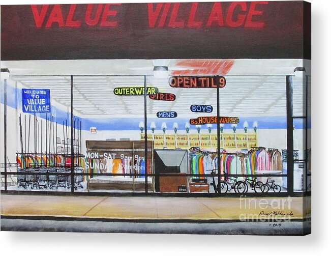 Store Acrylic Print featuring the painting Open Til 9 by Edward Maldonado