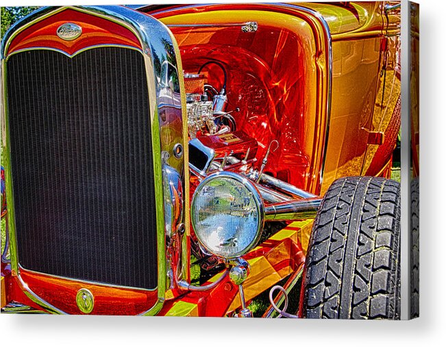 Hot Rod Acrylic Print featuring the photograph Orange ford by Ron Roberts