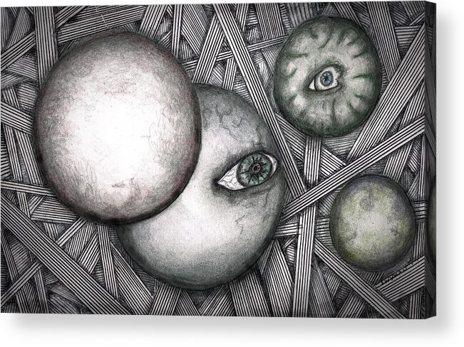 Orbs Acrylic Print featuring the drawing Orbs 2013 by Dan Twyman