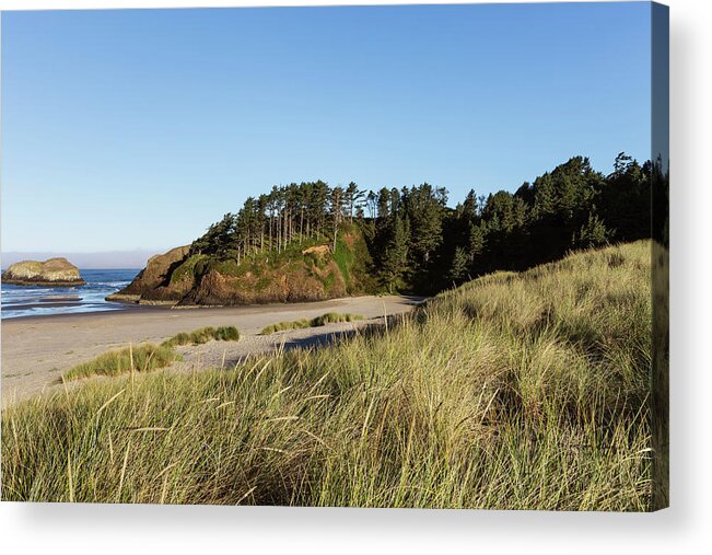 Scenics Acrylic Print featuring the photograph Oregon Coast Beach And Rock by Sawaya Photography