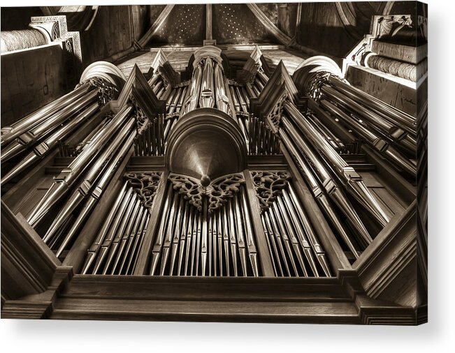 Organ Acrylic Print featuring the photograph Organ in sepia by Charles Lupica