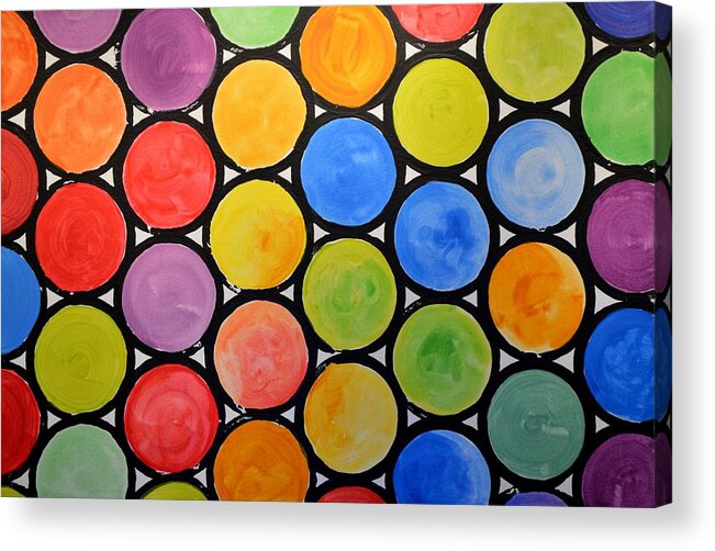 Abstract Acrylic Print featuring the painting Original Abstract Painting Circles Print ... Watercolor Windows by Amy Giacomelli