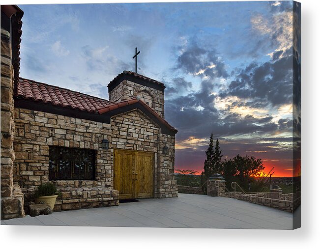 Oro Acrylic Print featuring the photograph Oro Valley United Church of Christ Sunset by Dave Dilli