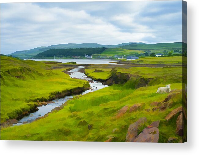 Highlands Acrylic Print featuring the photograph Osdale River leading into Loch Dunvegan in Scotland by Neil Alexander Photography