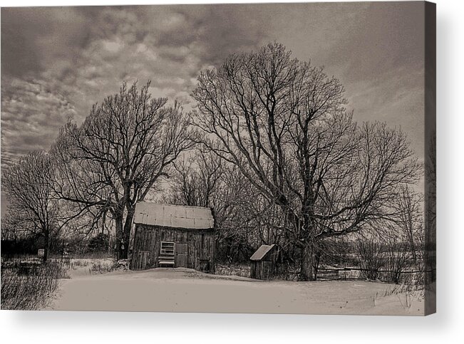 Rural Acrylic Print featuring the photograph Out Buildings in Winter by Jim Vance