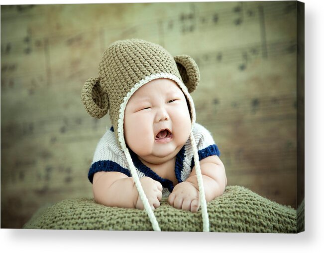 Asian And Indian Ethnicities Acrylic Print featuring the photograph Overweight Baby Crying by Sihuo0860371