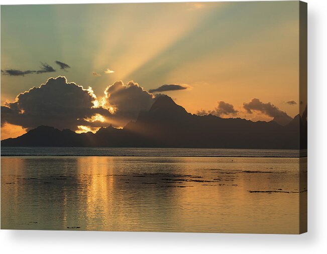 Photography Acrylic Print featuring the photograph Pacific Ocean At Dusk, Moorea, Tahiti by Panoramic Images