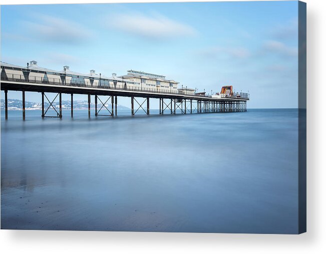 Tranquility Acrylic Print featuring the photograph Paignton Pier On A Sunny Day, Devon, Uk by Nick Cable