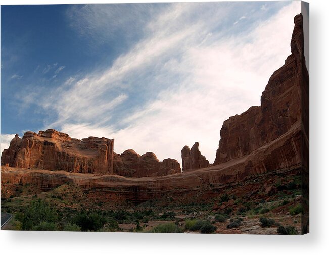 Rock Acrylic Print featuring the photograph Painted Sky and Rock by Beth Collins