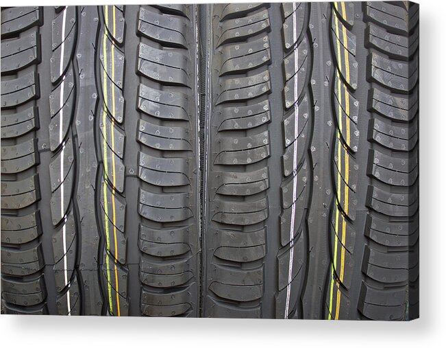 Accessories Acrylic Print featuring the photograph Pair of new summer car tires by Brch Photography