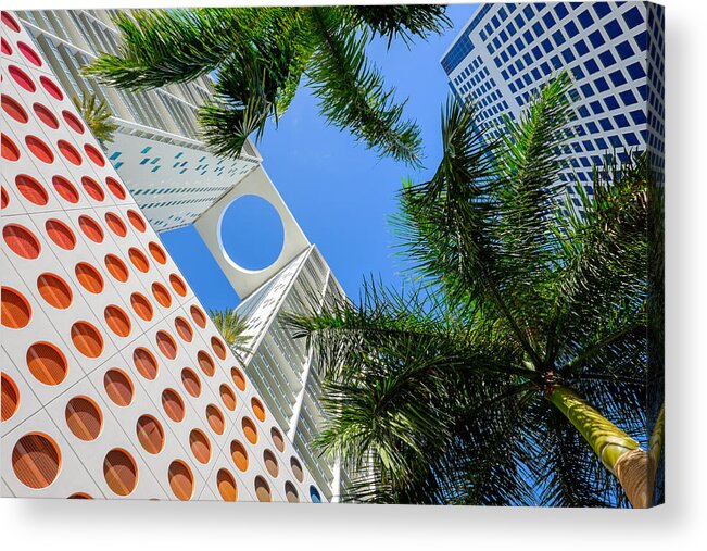 Architecture Acrylic Print featuring the photograph Palms and Circles by Raul Rodriguez