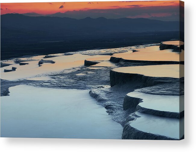 Mineral Acrylic Print featuring the photograph Pamukkale Night - Hierapolis by Petekarici