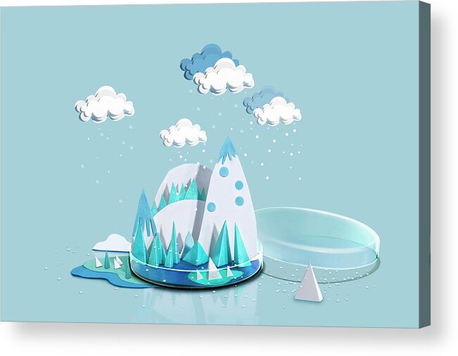 Cold Temperature Acrylic Print featuring the photograph Paper Craft Winter Weather Over Icey by Paper Boat Creative