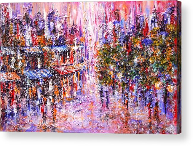 Contemporary Impressionism Acrylic Print featuring the painting Paris In Pink by Helen Kagan