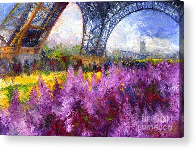 Oil Acrylic Print featuring the painting Paris Tour Eiffel 01 by Yuriy Shevchuk