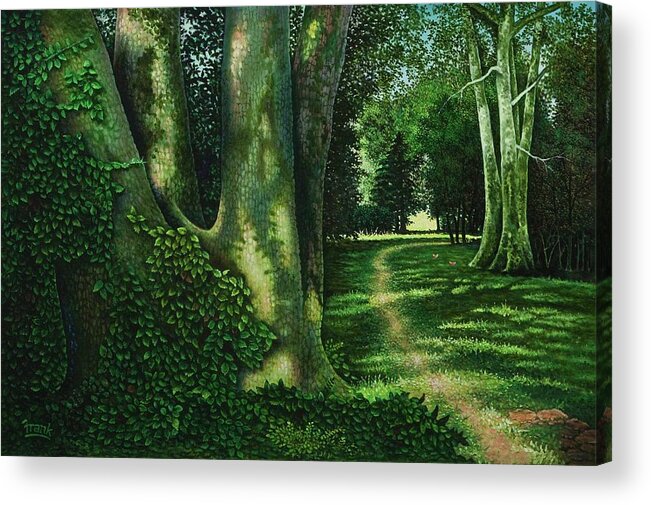 Pathway Acrylic Print featuring the painting Pathway Through the Sycamores by Michael Frank