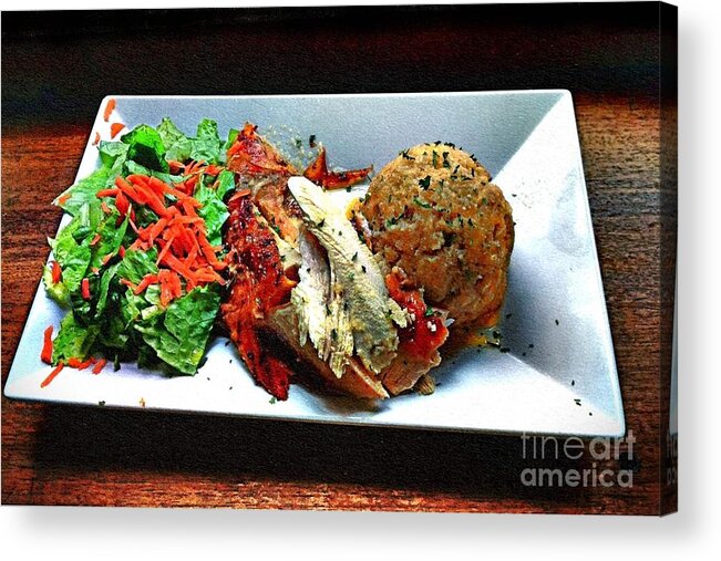 Pavo Acrylic Print featuring the photograph Pavochon y Mofongo by Alice Terrill