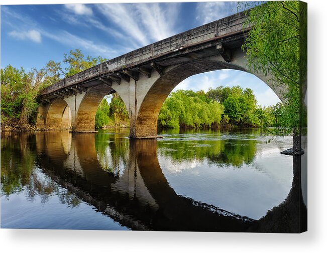 Frank J Benz Acrylic Print featuring the photograph Peace River Bridge - 1925 by Frank J Benz