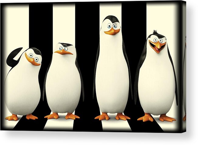 Penguins Of Madagascar Acrylic Print featuring the digital art Penguins of Madagascar by Movie Poster Prints