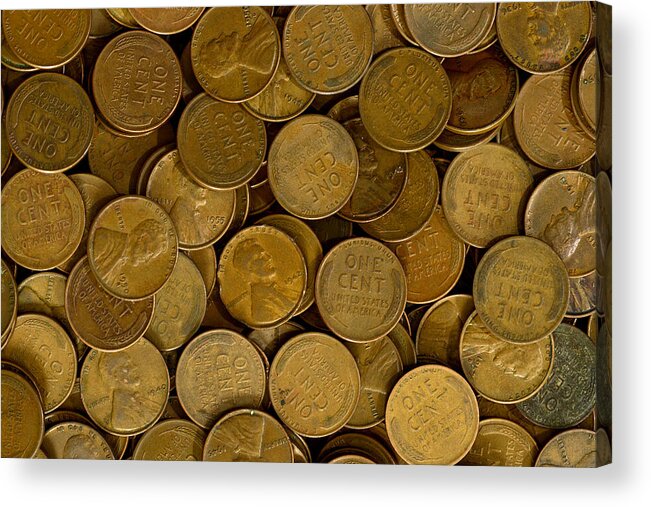 Penny Acrylic Print featuring the photograph Pennies by Paul W Faust - Impressions of Light